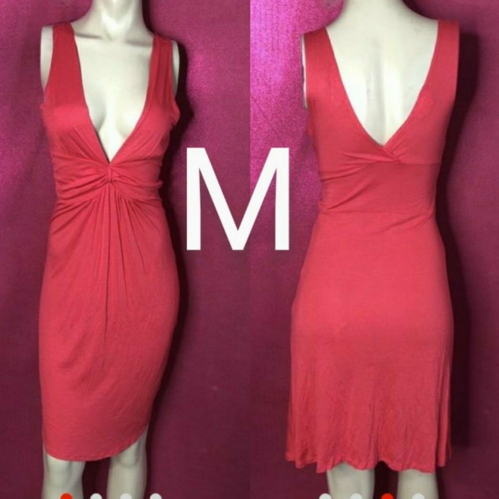 🆕Punch Pink Sexy V-Neck Summer Dress Size M